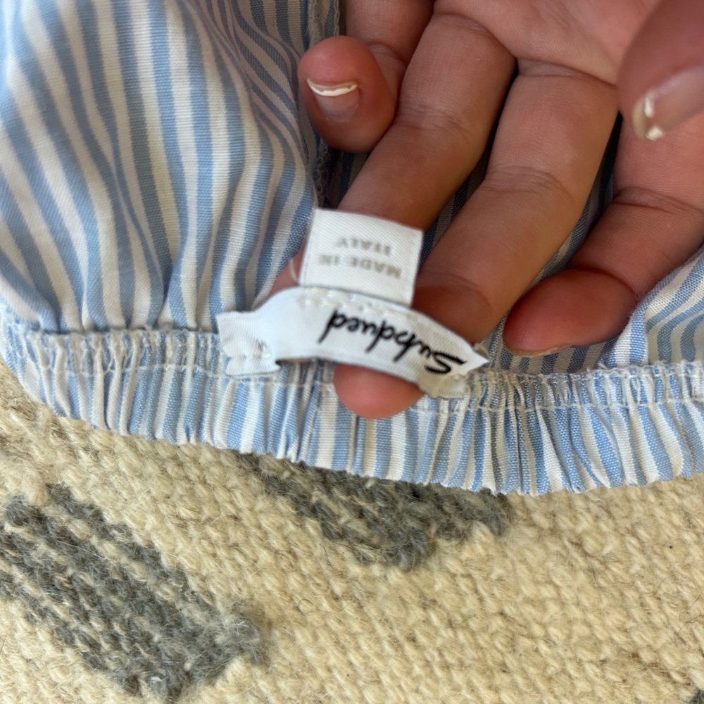 Striped Light Blue Cotton Shorts by Splendid - Picture 3 of 4